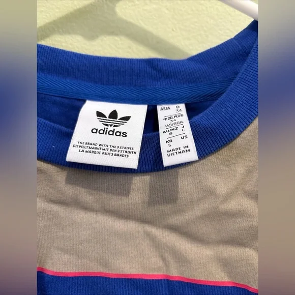 Adidas Blue and Gray Striped Crop Top - Picture 4 of 5